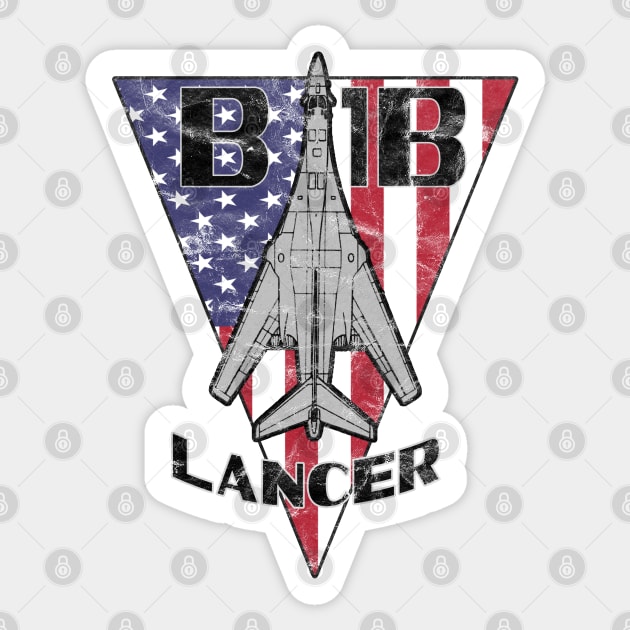 B-1 Lancer Bomber Patriotic Vintage Design Sticker by DesignedForFlight